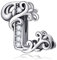 Symreite Letter L Charms 925 Sterling Silver Alphabet Wavy Bead Charms with 5A Cubic Zirconia Initial Charm fits Pandora Charms Bracelet