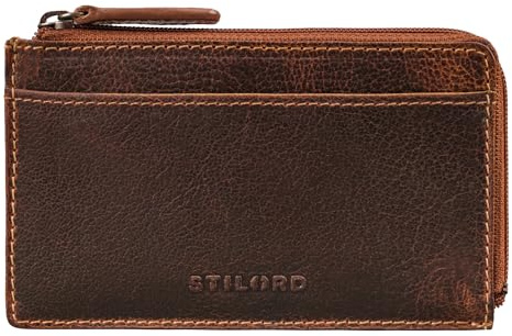 STILORD Ano 2-in-1 Leder Schlüsseltasche Schlüsseletui 6 Karten-Fächer Münzfach Geld-Fach ideal als Slim Wallet Mini Geldbörse Echtleder Damen Herren Schlüssel-Etui Farbe:luino - braun