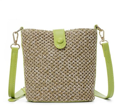 Syrads Bolso bandolera de paja mujer Bolso bandolera de paja de verano Bolso de playa Bolso de hombro Hobos Bolso de vacaciones,Verde