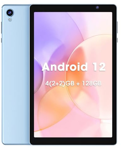 WeTapper Android 12 OS Tablet 10 Zoll, 4(2+2) GB+128GB Memory, Dual Camera, 1280x800 IPS Display, Quad-Core Prozessor, 6000 mAh Akku, Bluetooth, WiFi (Hellblau)
