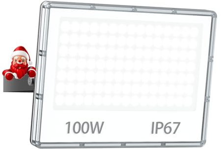 YIQIBRO Foco LED 100W Exterior 1 Piezas - 10000LM IP67 Impermeable Focos de Proyector LED Exterior Blanco Frio 7000K para Jardin/Terraza/Garaje