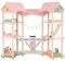 COSTWAY Puppenhaus Holz, 85 cm Hoch Dollhouse 7 Zimmer mit 32 Möbeln und Zubehör, Puppenvilla mit Strickleiter, Puppenstube Geschenk für Mädchen ab 3 Jahren (Model 3)