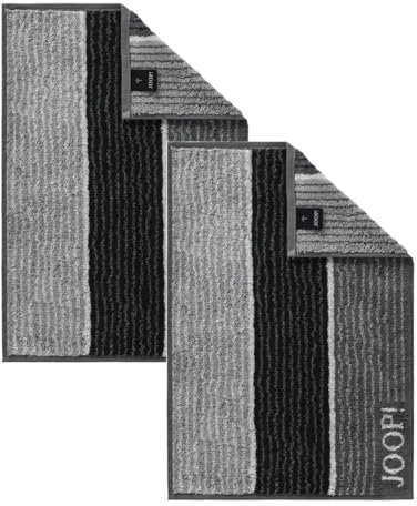 Frottier Kollektion von Joop, Set 2-teilig, 100% Baumwolle, Gästehandtücher mit Kordelaufhänger, 30x50cm, Lines Schwarz