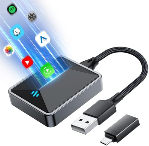 EYETOO Wireless Carplay Adapter für Android Auto/iPhone CarPlay, Plug & Play 2 in 1 Android iOS Car Play Box unterstützt Upgrade von Wired CarPlay auf Wireless, USB-A/C-Anschlüsse, OTA Update