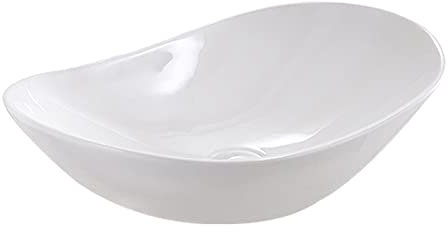 Lavabo de Salle de Bain Ovale Blanc de 24 po x 14,5 po, Meuble-lavabo de Salle de Bain à comptoir en céramique, lavabo de Salle de Bain