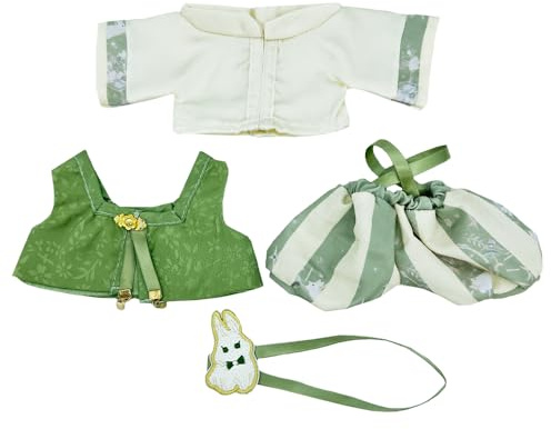 niannyyhouse 20 cm Plüschpuppenkleidung, Mantel, Weste, Overall, Rucksack, Hanfu-Anzug, antiker Stil, 20,3 cm, Puppen-Dressup (grün)