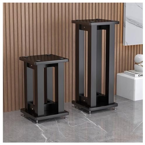 Supports d'enceintes pour caisson de basses, lot de 1 Plateforme de support de base d'enceinte pour caisson de basses avec clous en cuivre fixes et pieds d'isolation audio(Zwart,25*30*30cm)