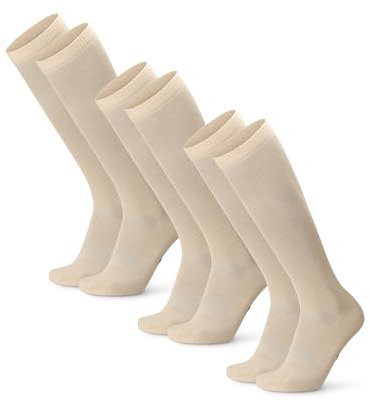 DANISH ENDURANCE Bio Baumwolle Kompressionsstrümpfe, 14-18 mmHg, Unisex, für Damen & Herren, 1oder 3 Paar Beige 43-47