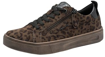 Tamaris Comfort Damen Sneaker flach mit Reißverschluss Freizeit, Mehrfarbig (Dark Leopard), 41 EU