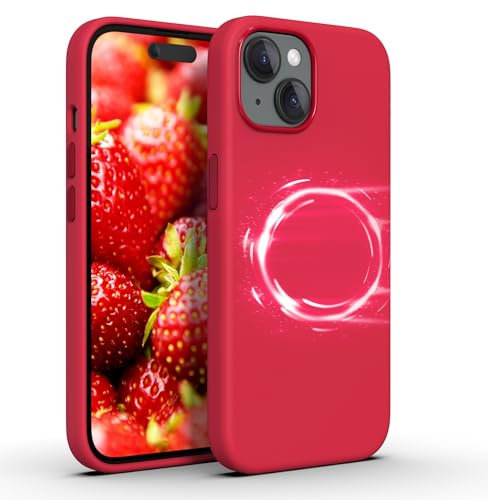 GLYXOR Premium Handyhülle für iPhone 15 rot matt - kompatibel mit MagSafe - 4-schichtiger Aufbau - stoßfeste, Kratzfeste, schlanke magnetische Silikon Schutzhülle für Apple iPhone 15 Slim case