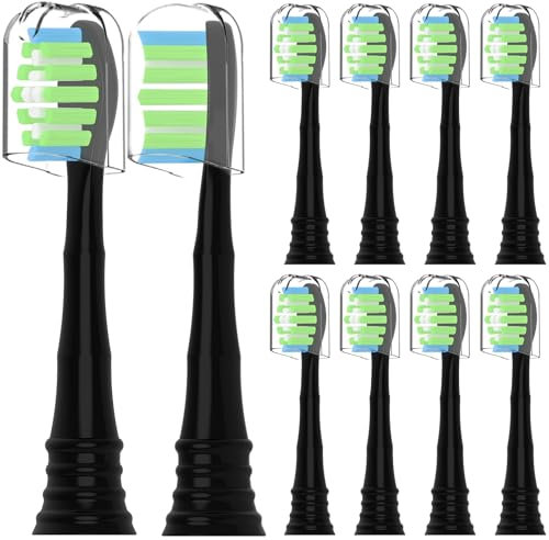 10 Stück Kompatibel mit Philips Sonicare Schall Elektrische Zahnbürste Ersatz Köpfe, für Philips Sonicare Elektrischen Zahnbürsten, Mit Staubabdeckung (Schwarz, M)