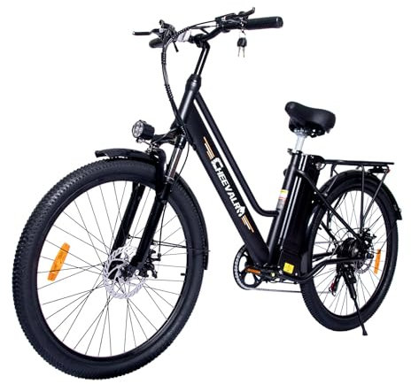 CHEEVALRY JAYSIMXIN Vélo Électrique 26 Pouces Vélo Électrique Femme et Homme,7 Vitesses,Moteur 250W,36V 15Ah/20Ah Batterie Amovible,Smart Urban E-Bike,Adulte Unisex (C26Pro-36V20A, Noir)