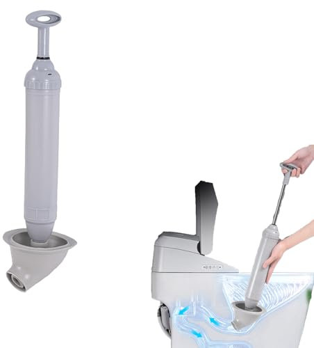 Rohrreinigungspumpe, Neu Rohrreiniger Druckluft Abflussreiniger Pumpe, Rohrreiniger Druckluft, Hochdruck Abflussreiniger, Pressluft Rohrreiniger für Toiletten Waschbecken Bodenabläufe (Grau, Gebogen)