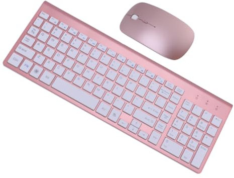 CAXUSD Wireless Keyboard and Mouse Combo Ergonomic Wireless Set for Office Use Lightweight Rose Gold Design Compatible Laptops and Tablets