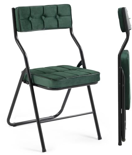Villeston klappstuhl, Polsterte Klappstühle 2er Set | Klappbarer Esszimmerstuhl mit Kissen, Tragbar und Vormontiert, Zusätzliche Sitzgelegenheit für Gäste, Küche, Büro, Hochzeit