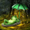 Solar Frog Garden Ornaments, Solar Garden Frog Decor Statue Figurine Umbrella with Waterproof Led Lights Decorations Resin Miniature frog Figurine Outdoor solar frog Statues for Patio garden (Green01)