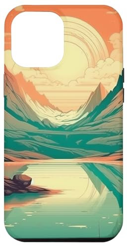 Lake With Mountaintop View Vintage Landscape Graphic Case for iPhone 12 Pro Max