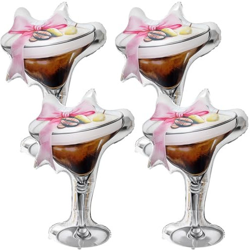 Charnoel 4 Pcs Realistic Giant Martini Glass Balloon Party Decorations 39 x 33.5 Inch Foil Balloons for Bachelorette, Birthday, Hen Party Dirty Martini Theme, Bikinis and Martinis Decorations