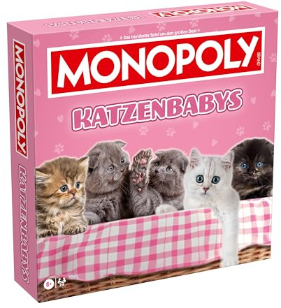 Winning Moves Monopoly Katzenbabys Edition - Monopoly Spiel für Fans - Familienspiele Strategie Brettspiele Katzenbabys - 2+ Spieler ab 8+ Jahren - Deutsch