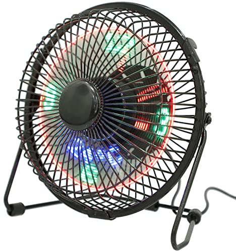 Angoily Usb-ventilator mit Led-uhr und Echtzeit-temperaturanzeige Tragbar aus Metall -drehung Geräuscharm für Zuhause und Büro