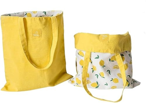 PLATEYTR Doppelseitige Leinentasche aus Baumwolle und Leinen,Stoff Tasche, Einkaufstasche, Baumwolle Schulter reversible Leinwand Messenger Bag für Damen,Kinder(40cm x 36cm)