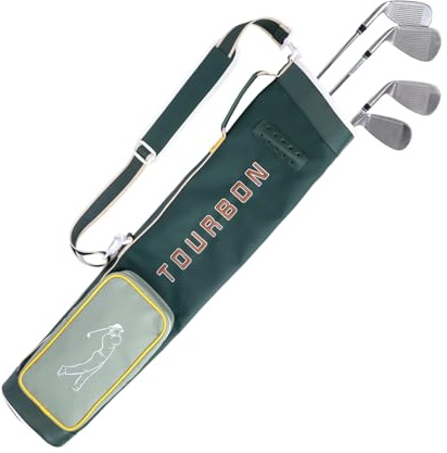 Tourbon - Borsa da golf in nylon con cinghia, portatile, pieghevole, per mazze da golf, per uomo e donna