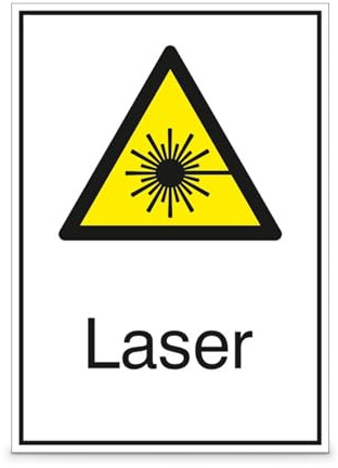 Betriebsausstattung24® Warn-Kombischild „Laser“ | Sicherheitsschild/Warnschild | Betriebssicherheit | Hart-PVC, 21,0 x 29,7 cm