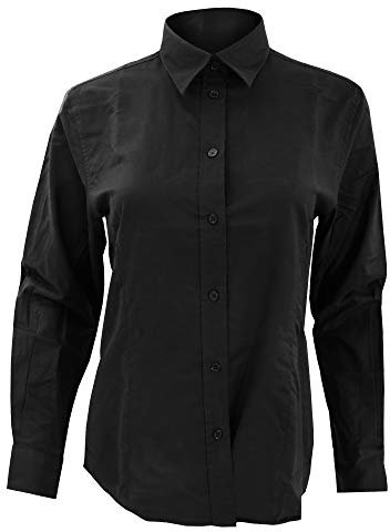 Kustom Kit Oxford Long Sleeve Shirt Black Size 18 with Fused Collar and Adjustable Cuff