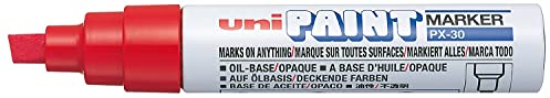 Uni Paint Marker PX30 R Marqueur Peinture à l'huile Pointe Biseautée 4,0/8,5 mm Rouge Lot de 6
