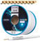 HB-Digital Set: 25 m di cavo coassiale SAT 135db bianco + 10x F-Plug placcati oro | CCS (acciaio-rame) Cavo antenna satellitare schermato 5 volte per sistemi DVB-S/S2 DVB-C/C2 DVB-T/T2 DAB+ Radio BK