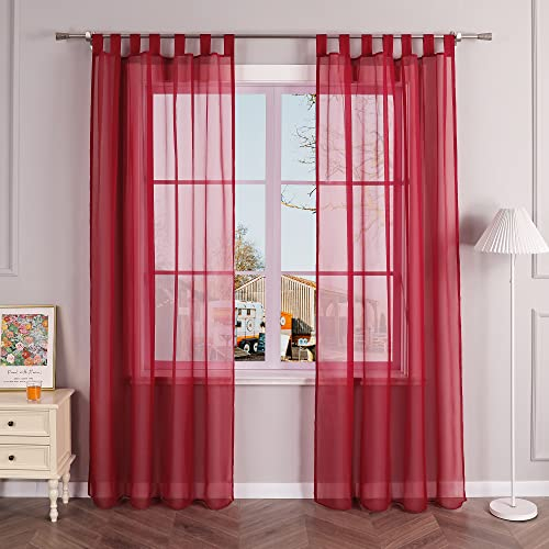 Thinkbay Handarbeit Schlaufen Gardine Schöne Vorhänge 1er-Pack Vorhang H*B 225 * 140cm Beere