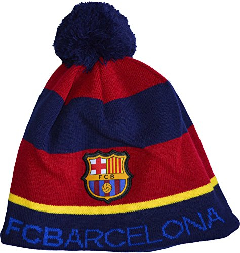 FC Barcelona Mütze mit Bommel, offizielle Kollektion, Erwachsenengröße, Herren