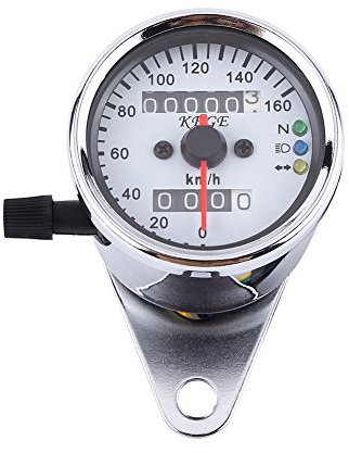 Motorrad Tacho Odometer LED Digital Moped Tachometer Messgerät Hintergrundbeleuchtung Signallicht Tachometer Geschwindigkeits Lehre 2 Farben (Farbe : Sliber)