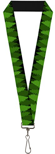 Buckle-Down LY-1.0-W34291 Schlüsselband, Kiefernbaum-Silhouetten, 55,9 x 2,5 cm, Schwarz / Grün