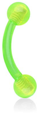 viva-adorno® Piercing Banane Augenbrauenpiercing Kunststoff Acryl Kugeln Z306 grün, 1,2x8x3mm