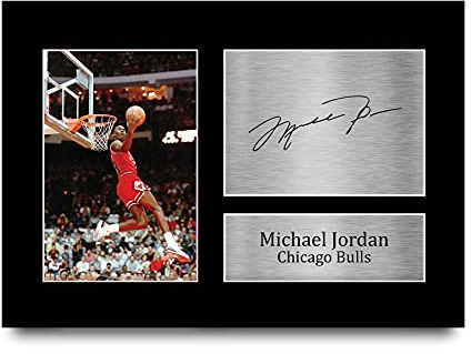 HWC Trading Michael Jordan A4 Senza Cornice Firmato Regalo Visualizzazione Delle Foto Print Immagine Autografo Stampato Per Chicago Bulls Appassionati Di Basket