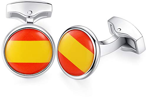 Honey Bear Gemelos para hombres -Bandera acero inoxidable para regalo de boda de negocios (Bandera española de España)