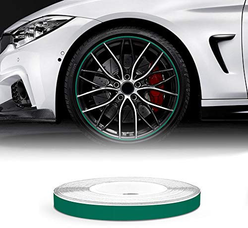 4R Quattroerre.it 10306 Wheel Trim Strisce Adesive Rifrangenti per Cerchi Auto, Verde, 5 mm x 6 mt