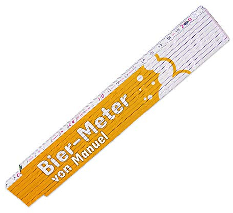 Lustiger Zollstock mit Namen Manuel und Motiv - Bier-Meter - für Männer | Glieder-Maßstab mit Namen bedruckt | Viele Namen zur Auswahl