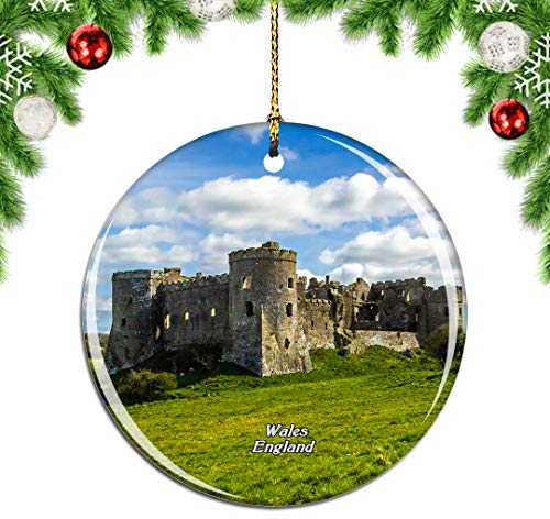 Weekino Großbritannien England Carew Castle Wales Weihnachtsdekoration Christbaumkugel Hängender Weihnachtsbaum Anhänger Dekor City Travel Souvenir Collection Porzellan 2,85 Zoll