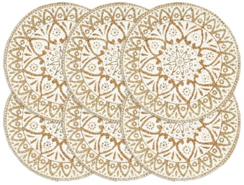 vidaXL 6x Tischset Platzmatte Platzset Platzdeckchen Platzdecke Tischdeko Platzmatten Tischmatte Tisch Untersetzer Weiß 38cm Rund Jute