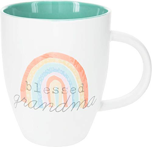 Pavilion Gift Company 61201 Blessed Grandma Grandma-20 Oz Stoneware Rainbow Baby Coffee Cup Mug, New Bone China, White