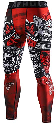 Lafroi, Leggings da uomo YSK08, ad asciugatura rapida, a compressione e aderenti Guerriero L