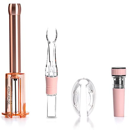 Cork Genius Wine Opener Set (4-Piece) with Wine Accessories - Includes Air Pump Bottle Opener, Bottle-Top Aerator, Wine Foil Cutter, and Vacuum Seal Wine Stopper - Premium Stainless Steel Materials