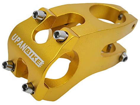 UPANBIKE 31,8 mm Fahrradvorbau, Aluminiumlegierung, 50 mm Länge, Fahrrad-Lenker-Vorbau für Mountainbike, Rennrad, Starrgang-Fahrrad (Gold)
