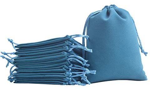 KONMAY 10 Stück Blau-grün weicher Samtbeutel Schmuckbeutel mit Kordelzug, 20x25cm Samt Säckchen Hochzeit Party Geschenksäckchen