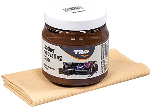 Langlauf Schuhbedarf Lederpflege Set - TRG Lederbalsam für Ledermöbel, Autoleder und Lederbekleidung - fusselfreies Poliertuch - Ledercouch Pflegemittel - Glattleder Pflege (Dunkelbraun)