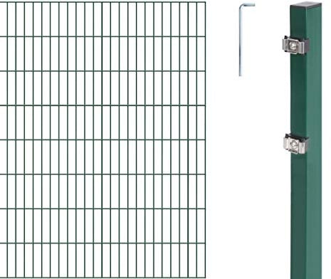 Alberts 653620 Doppelstabmattenzaun als 6 tlg. Zaun-Komplettset | verschiedene Längen und Höhen | grün | Höhe 180 cm | Länge 4 m