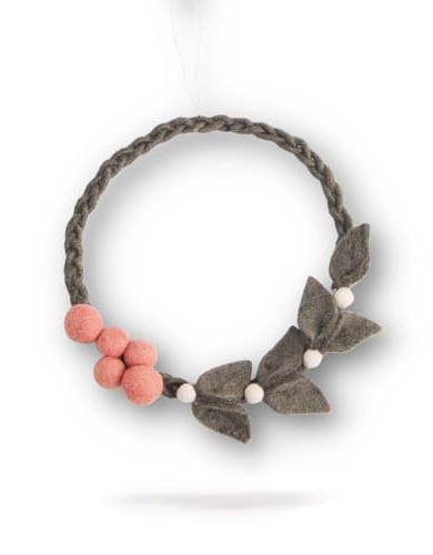 Én Gry & Sif Türkranz in Flecht-Optik I Natur-Filz, Hand-Made, fair-Trade, Kranz zum Aufhängen als Weihnachtsdeko I ⌀ 20 cm
