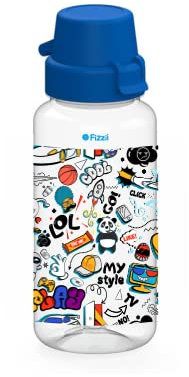 Fizzii Bambini Comic 400 ml Tritan-Kindertrinkflasche mit blauem Klappverschluss